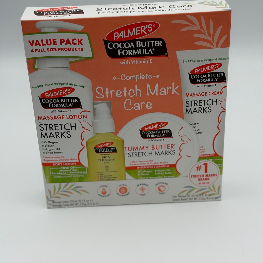 Palmers Cocoa Butter Formula Complete Stretch Mark Care 4 Piece Value Pack Kit
